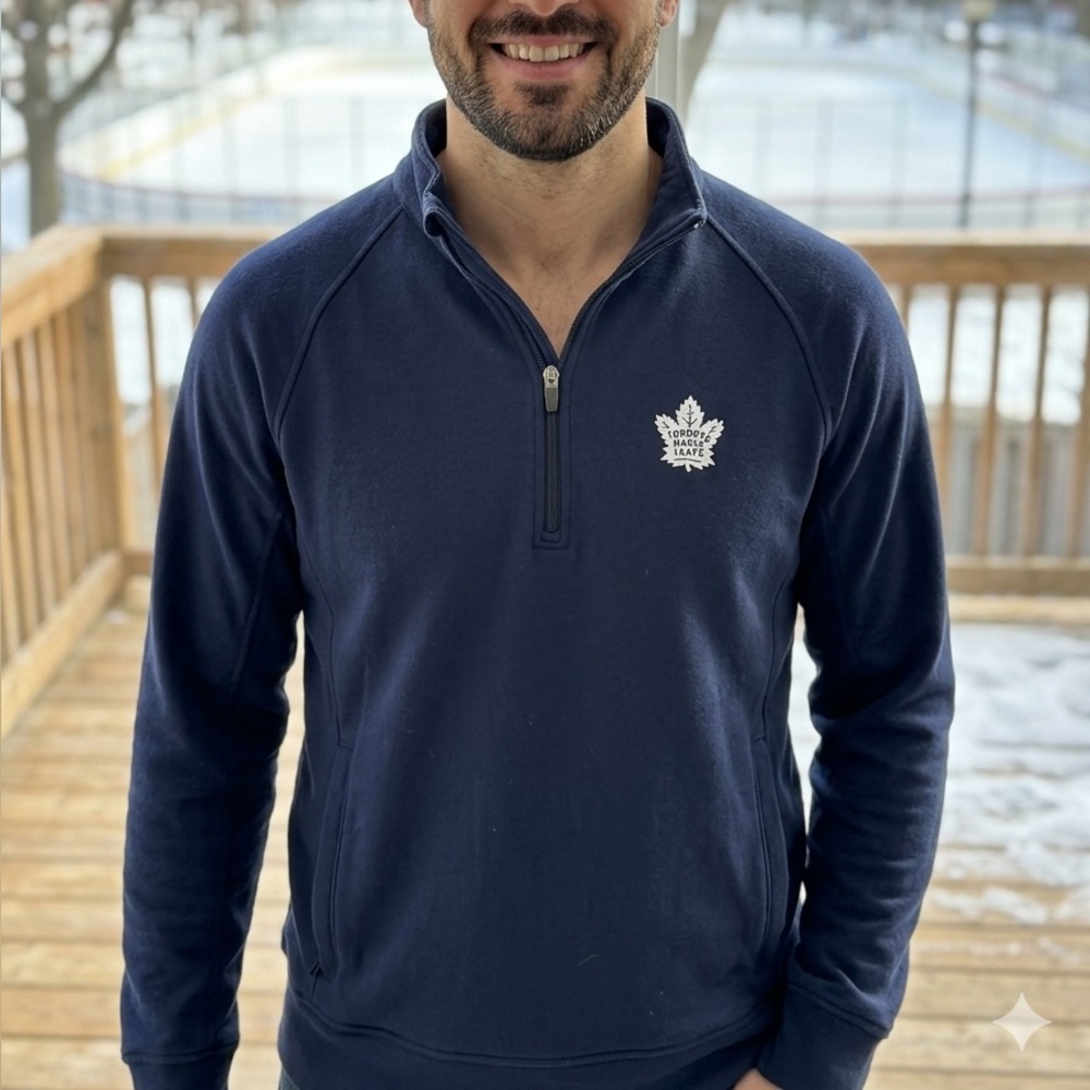 Toronto Maple Leafs Navy Blue Quarter-Zip Pullover by Levelwear